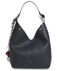Anya Hindmarch Small Circles Leather Hobo Blue
