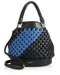 Sonia Rykiel Two Tone Woven Leather Top Handle Bag
