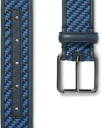 Ermenegildo Zegna 35cm Blue Pelle Tessuta Leather Belt