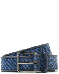 Ermenegildo Zegna 35cm Blue Pelle Tessuta Leather Belt