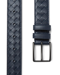 Bottega Veneta 3cm Blue Intrecciato Leather Belt