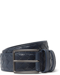 Bottega Veneta 3cm Blue Intrecciato Leather Belt