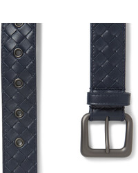 Bottega Veneta 3cm Navy Intrecciato Leather Belt