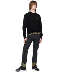 VERSACE JEANS COUTURE Black Yellow Logo Couture Belt