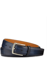 Neiman Marcus Calf Leather Belt Blue