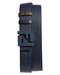 Fendi Ff Logo Reversible Leather Canvas Belt