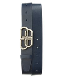Balenciaga Intertwining Twin B Leather Belt In Navy At Nordstrom