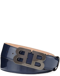 Bally Mirror B Patent Leather Belt Blue