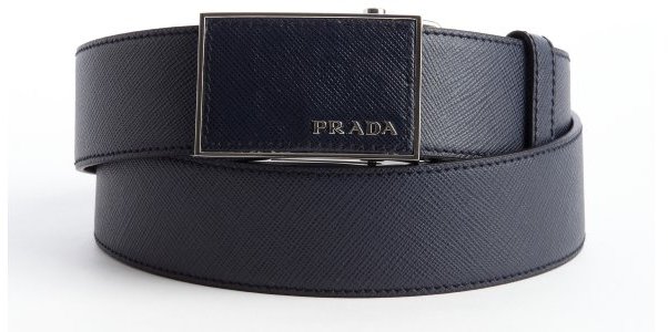 Prada Navy Saffiano Leather Logo Plaque Belt | Where to buy \u0026amp; how ...  