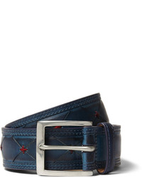 Paul Smith Shoes Accessories Navy 35cm Burnished Leather Belt
