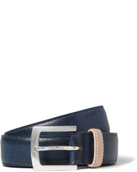 Paul Smith Shoes Accessories Navy 3cm Burnished Leather Belt