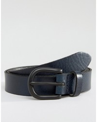 Asos Slim Leather Belt In Navy