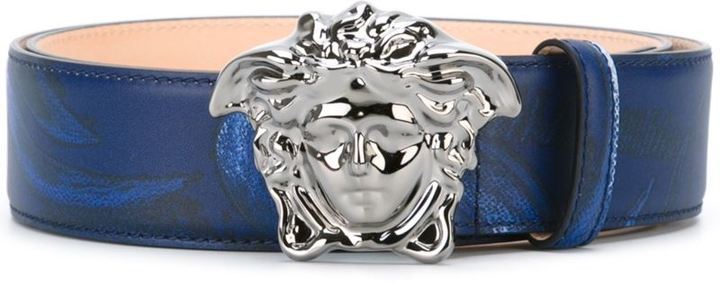 Versace Cintura ''medusa'' In Pelle Nera in Blue
