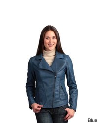 Collezione Italia Faux Leather Asymmetrical Zip Jacket