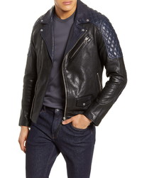 French Connection Colorblock Leather Biker Jacket