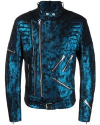Moschino Metallic Effect Leather Biker Jacket