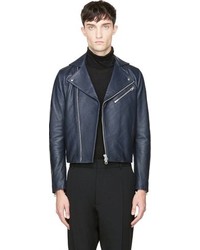 Acne Studios Navy Leather Gibson Jacket
