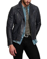 John Varvatos Slim Fit Leather Moto Jacket
