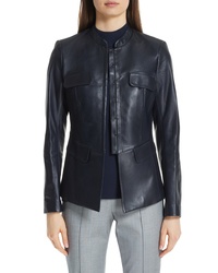 St. John Collection Leather Shirt Jacket