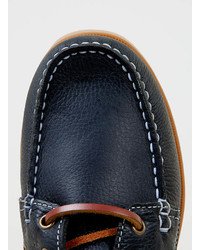 Topman Navy Leather Boat Shoes