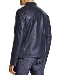 Boss Arweo Navy Leather Jacket 100% Bloomingdales