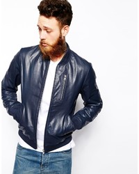 Asos Brand Leather Bomber Jacket