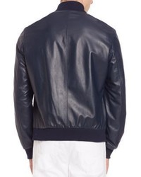 Saks Fifth Avenue Collection Leather Cotton Bomber Jacket