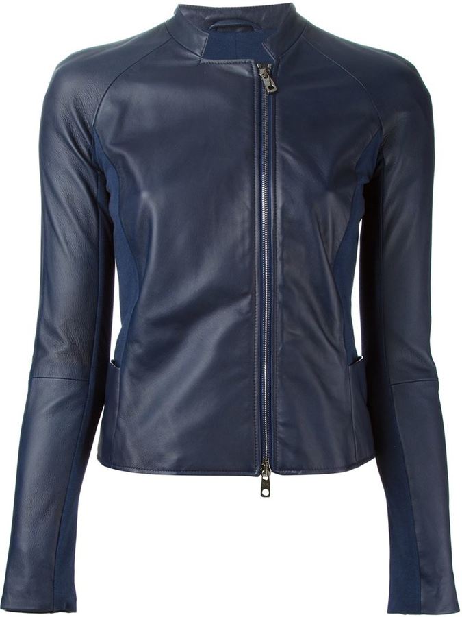 Emporio Armani Leather Panelled Jacket, $955 | farfetch.com | Lookastic