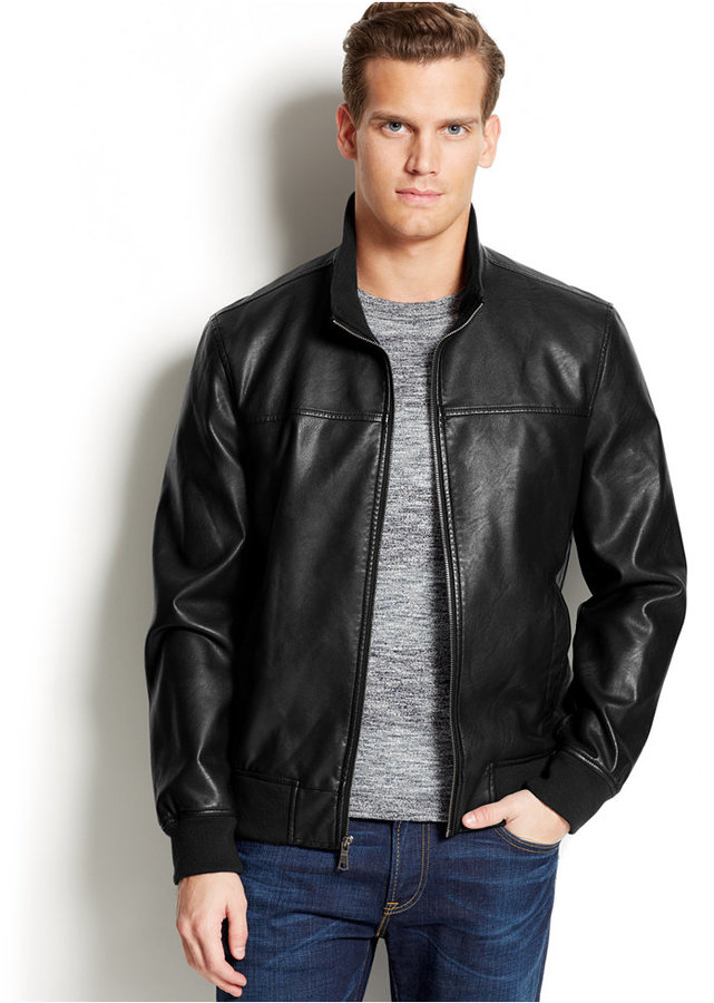 Tommy Hilfiger Faux Leather Bomber Jacket, $195 | Macy's | Lookastic