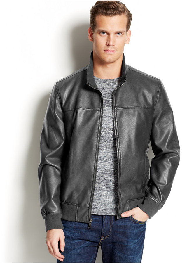 Tommy Hilfiger Faux Leather Bomber Jacket, $195 | Macy's | Lookastic
