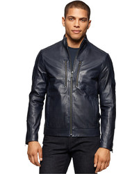 Calvin Klein Full Zip Leather Moto Jacket