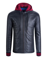 Bugatchi Hooded Leather Jacket