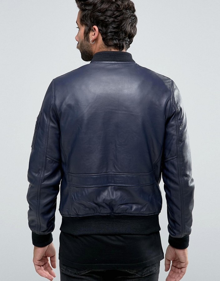 Schott Leather Bomber Jacket, $451 | Asos | Lookastic