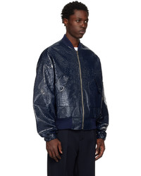 The Frankie Shop Navy Hane Faux Leather Bomber Jacket