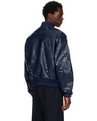 The Frankie Shop Navy Hane Faux Leather Bomber Jacket