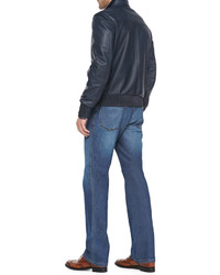 Brioni Okayama Reversible Leathersilk Jacket Blue