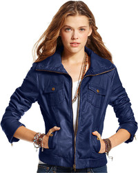 American Rag Ribbed Faux Leather Bomber Jacket