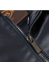 Tod's Slim Fit Dgrad Waxed Leather Bomber Jacket