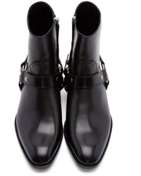 Saint Laurent Black Leather Harness Wyatt Boots