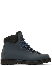 Diemme Blue Rubberized Leather Roccia Ankle Boots