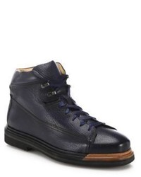 Santoni Hand Antiqued Leather Hiking Boots