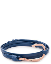 Miansai 18k Rose Gold Plated Hook Leather Bracelet Blue