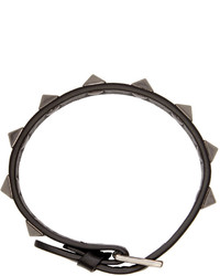 Valentino Balck Leather Rockstud Bracelet