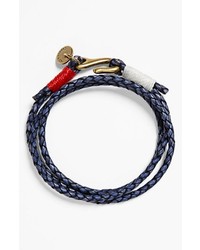 Caputo & Co Washed Braided Leather Bracelet Navy