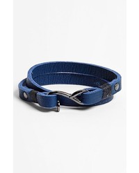 Griffin Nail Hook Leather Wrap Bracelet Royal Blue