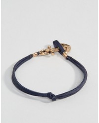 Icon Brand Leather Anchor Bracelet In Navy