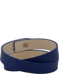 Valextra Leather Wrap Bracelet Blue