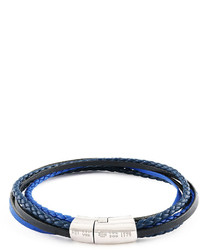 Tateossian Multi Strand Leather Cobra Bracelet Navy
