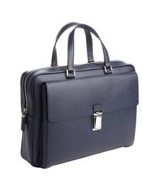 Prada Baltic Blue Saffiano Leather Front Pocket Briefcase