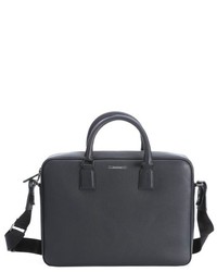 Ermenegildo Zegna Blue Leather Top Handle Convertible Briefcase